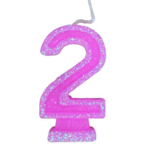 VELA NÚMERO DORI GRANDE BRILLO ROSA 2 (x10)