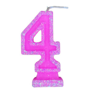 VELA NÚMERO DORI GRANDE BRILLO ROSA 4 (x10)