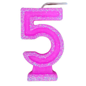 VELA NÚMERO DORI GRANDE BRILLO ROSA 5 (x10)