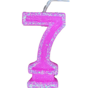 VELA NÚMERO DORI GRANDE BRILLO ROSA 7 (x10)