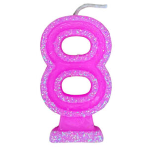 VELA NÚMERO DORI GRANDE BRILLO ROSA 8 (x10)