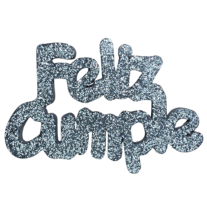 PINCHE FELIZ CUMPLE GOMAEVA GRUESO PLATEADO (x1)