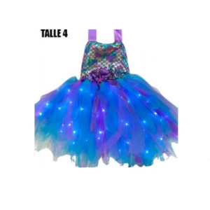 VESTIDO PRINCESA LED Talle 4 (6-8 años) Funciona con 3 pilas AAA (no incluidas)