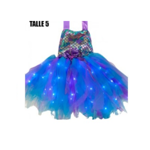 VESTIDO PRINCESA LED Talle 5 (8-10 años) Funciona con 3 pilas AAA (no incluidas)