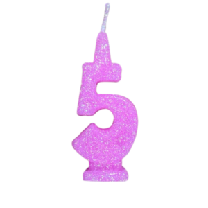 VELA NUMEROTE DORI MEDIANO BRILLO ROSA 5 (x10)