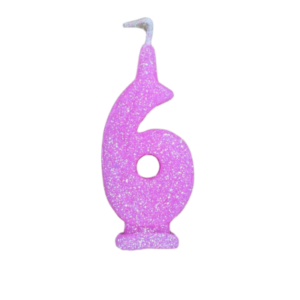 VELA NUMEROTE DORI MEDIANO BRILLO ROSA 6 (x10)