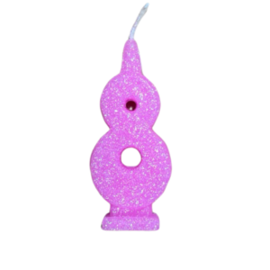 VELA NUMEROTE DORI MEDIANO BRILLO ROSA 8 (x10)