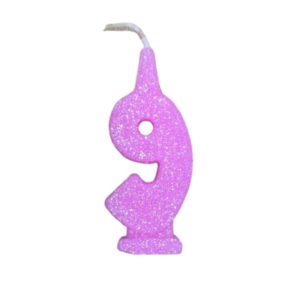 VELA NUMEROTE DORI MEDIANO BRILLO ROSA 9 (x10)