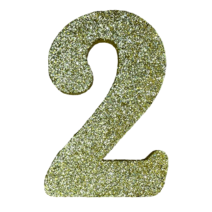 NUMERO GRANDE LISO TELGOPOR DORADO 2 (9,5cm x3) FyM