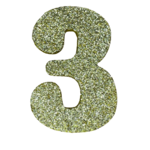 NUMERO GRANDE LISO TELGOPOR DORADO 3 (9,5cm x3) FyM