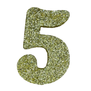 NUMERO GRANDE LISO TELGOPOR DORADO 5 (9,5cm x3) FyM