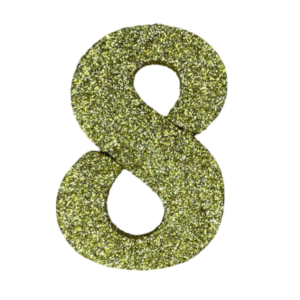 NUMERO GRANDE LISO TELGOPOR DORADO 8 (9,5cm x3) FyM