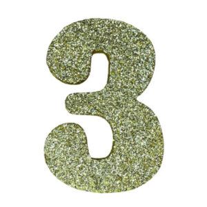 NUMERO GRANDE LISO TELGOPOR DORADO 3 (9,5cm) x3