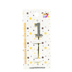 DECORACION ACRILICA NUMERO CON STRASS N.1
