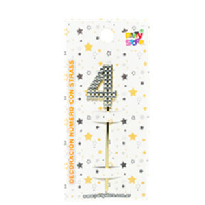 DECORACION ACRILICA NUMERO CON STRASS N.4