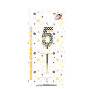DECORACION ACRILICA NUMERO CON STRASS N.5