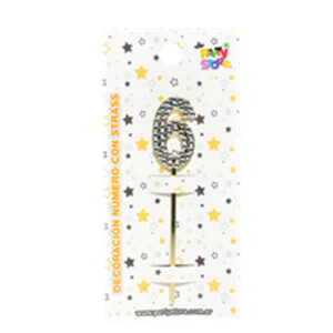 DECORACION ACRILICA NUMERO CON STRASS N.6
