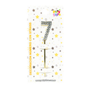DECORACION ACRILICA NUMERO CON STRASS N.7