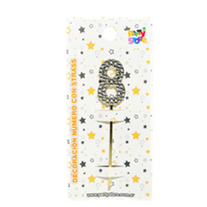 DECORACION ACRILICA NUMERO CON STRASS N.8