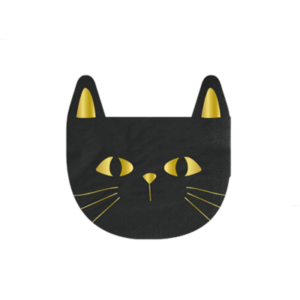 SERVILLETA DE PAPEL FORMA *GATO NEGRO* STAMPING x 12 unidades - 16,5x16,5cm
