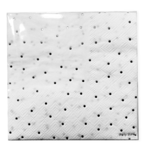 SERVILLETA DE PAPEL *PUNTOS PLATEADOS* 25x25cm x 12 unidades