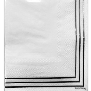 SERVILLETA DE PAPEL *BORDE PLATEADO* 25x25cm x 12 unidades