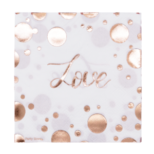 SERVILLETA DE PAPEL *LOVE* ROSA GOLD 25x25cm x 12 unidades