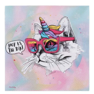 SERVILLETA DE PAPEL *GATITA ARCOIRIS* 25x25cm x 20 unidades