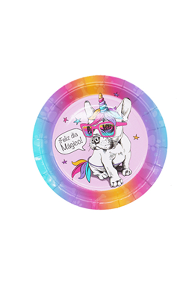 PLATO DE POLIPAPEL 17cm *BULLDOG FRANCES* x 6 unidades