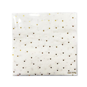 SERVILLETA DE PAPEL *PUNTOS DORADOS* 25x25cm x 12 unidades