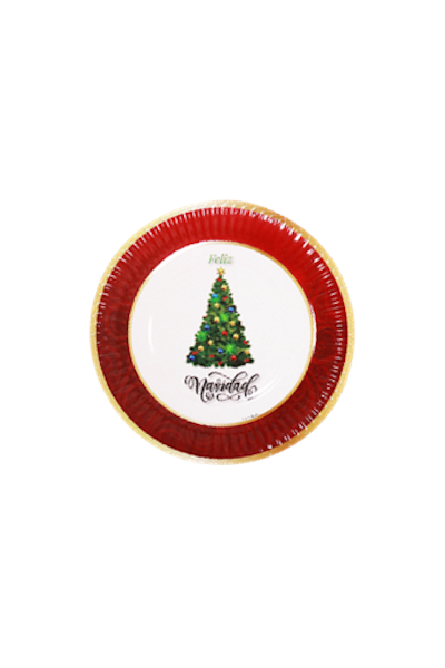 PLATO DE POLIPAPEL 17cm ARBOL DE NAVIDAD x 6 unidades