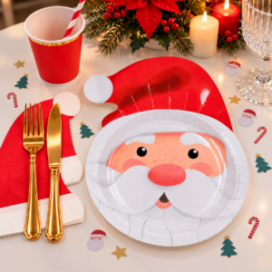 PLATO DE POLIPAPEL con forma 16,5X20cm *SANTA CLAUS* x 6 unidades (24/144)