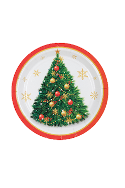 PLATO DE POLIPAPEL 17cm *ARBOL DE NAVIDAD* x 6 unidades (24/144)