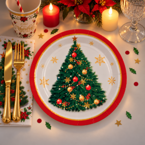PLATO DE POLIPAPEL 17cm *ARBOL DE NAVIDAD* x 6 unidades (24/144)