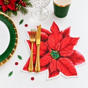 SERVILLETA DE PAPEL con forma *FLOR DE NAVIDAD* x 12 unidades (36/144)