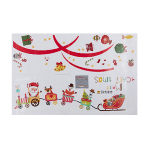 DECO PARA VIDRIOS *SANTA EN TREN* 30x90cm - Set x 2 planchas