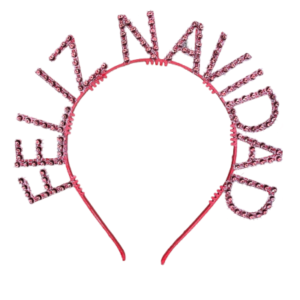 VINCHAS PLASTICAS C/FALSO STRASS FELIZ NAVIDAD ROJO