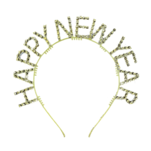 VINCHAS PLASTICAS C/FALSO STRASS HAPPY NEW YEAR DORADO