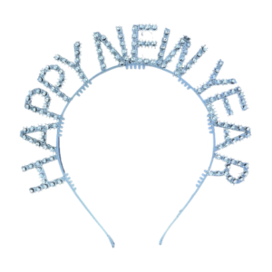 VINCHAS PLASTICAS C/FALSO STRASS HAPPY NEW YEAR PLATEADO
