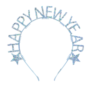 VINCHAS PLASTICAS C/GIBRE HAPPY NEW YEAR PLATEADO