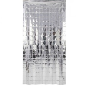 CORTINA RECTANGULOS PLATEADOS 100x200cm