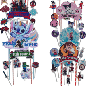 Topper Deco Torta ¡Elegí tu Personaje! Feliz Cumpleaños