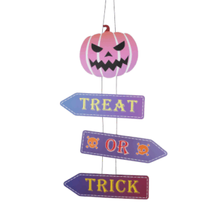 CARTEL *TRICK OR TREAT*  (PARA COLGAR)  79x15x0,4 cm