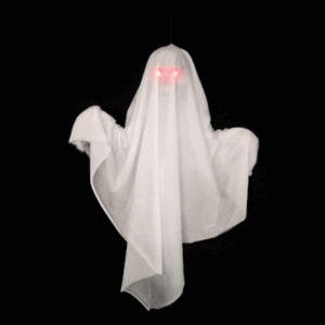 COLGANTE *FANTASMA DE LA OSCURIDAD* (PARA COLGAR) 60x65x10cm - 3 pilas AA (no incluidas) Luz y Movimiento.