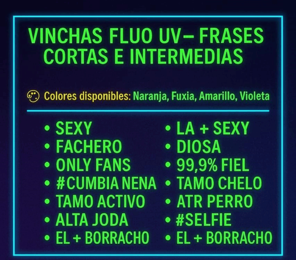 VINCHAS FLUO UV - FRASES CORTAS E INTERMEDIAS