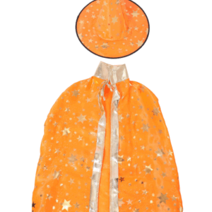 SET BRUJITA ENCANTADA - NARANJA - INCLUYE: CAPA, SOMBRERO