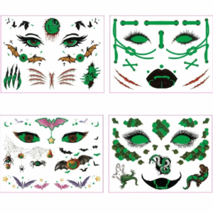 TATUAJES SET CARA SPOOKY (brilla en la oscuridad)