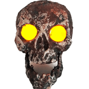 CALAVERA *STONE* 16x15x21cm - Pilas incluidas, EFECTO: Luz Led amarilla