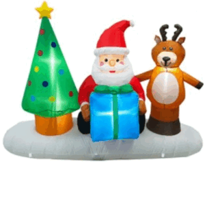 INFLABLE *PINO, SANTA, RENO Y REGALO* 1,8 mts. LARGO - 5 Leds