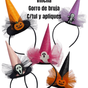 SET X5 VINCHA BRUJA C/ TUL Y APLIQUES